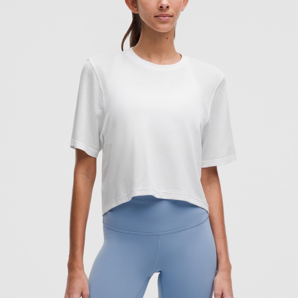 lululemon swiftly high low white tshirt